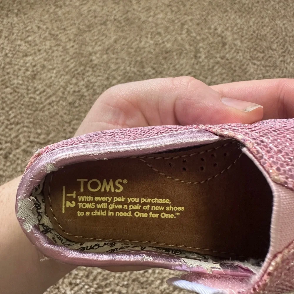 TOMS Kids Pink Sparkle Shoes